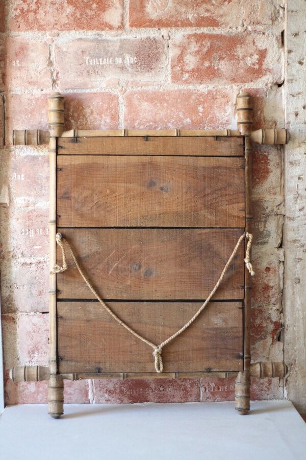 Miroir bois imitation bambou, miroir ancien, miroir à suspendre, déco intérieur