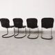 Chaises de salle à manger en cuir noir Willy Rizzo - Cidue Italie