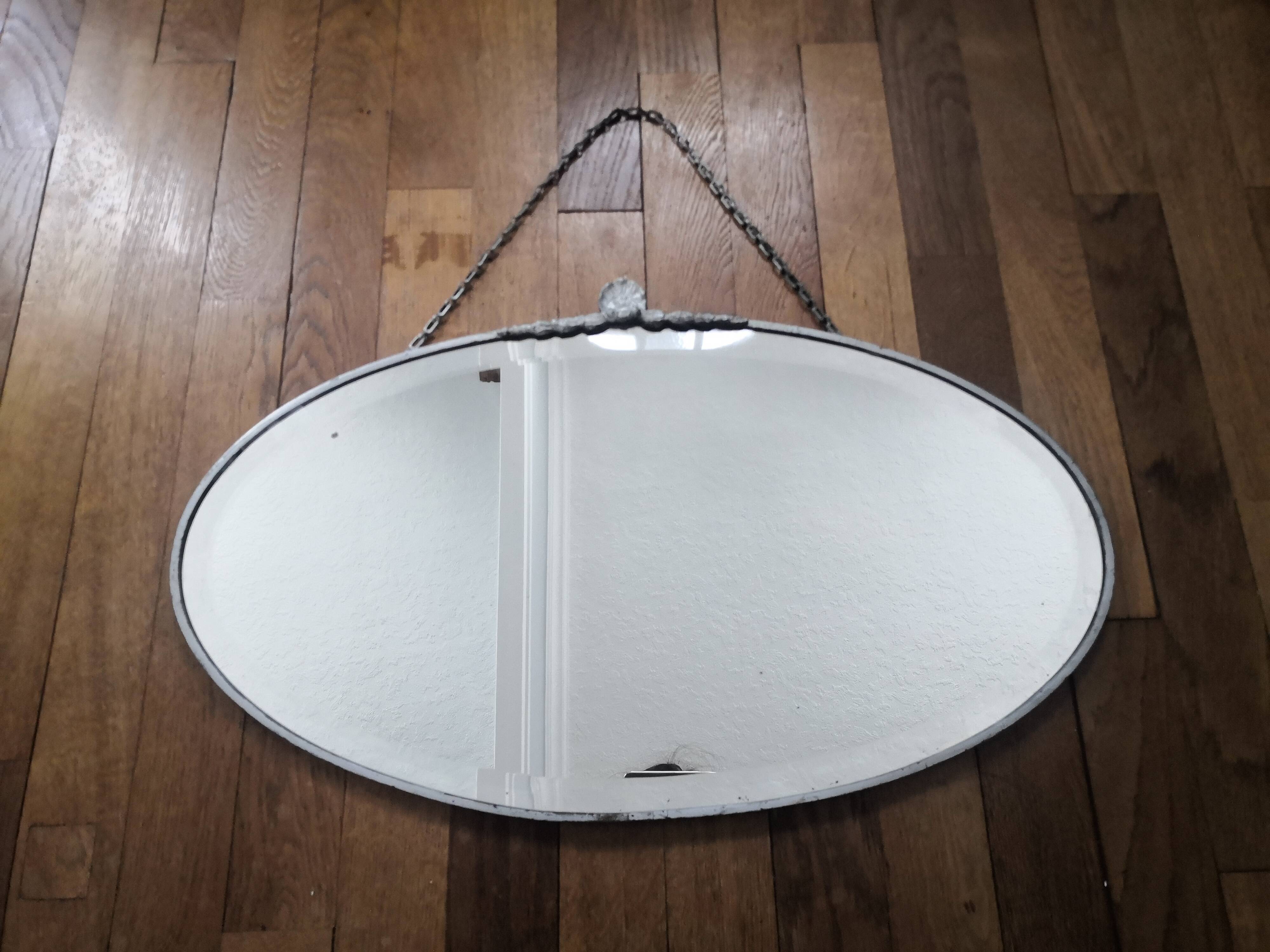 Old bevelled art deco mirror  61x34cm