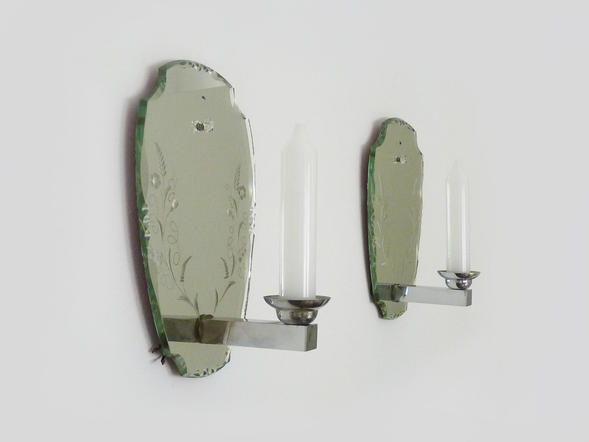 Pair of antique Venetian mirrored wall sconces