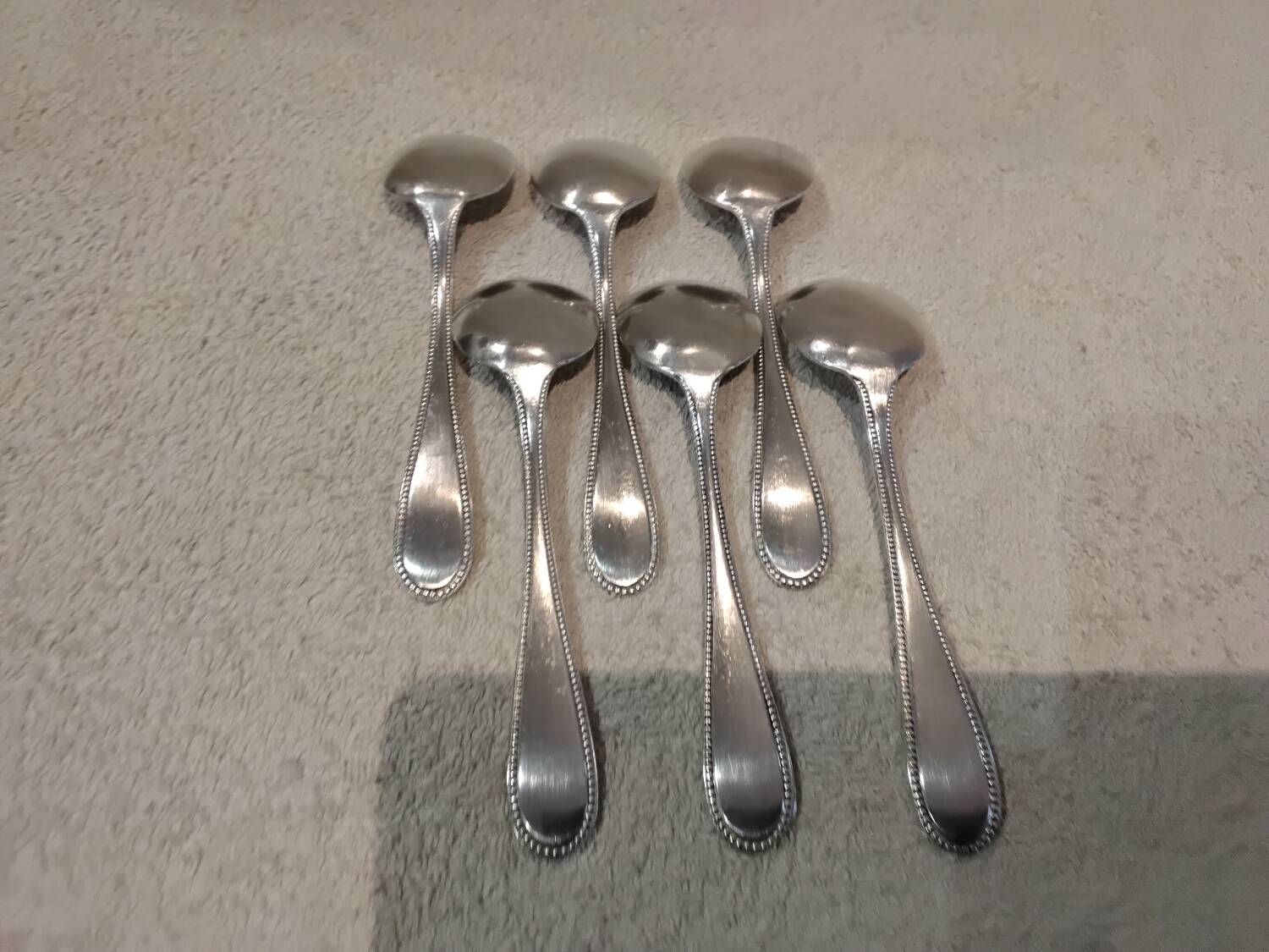 6 silver-plated ice cream scoops, goldsmith Frionnet, pearl decor