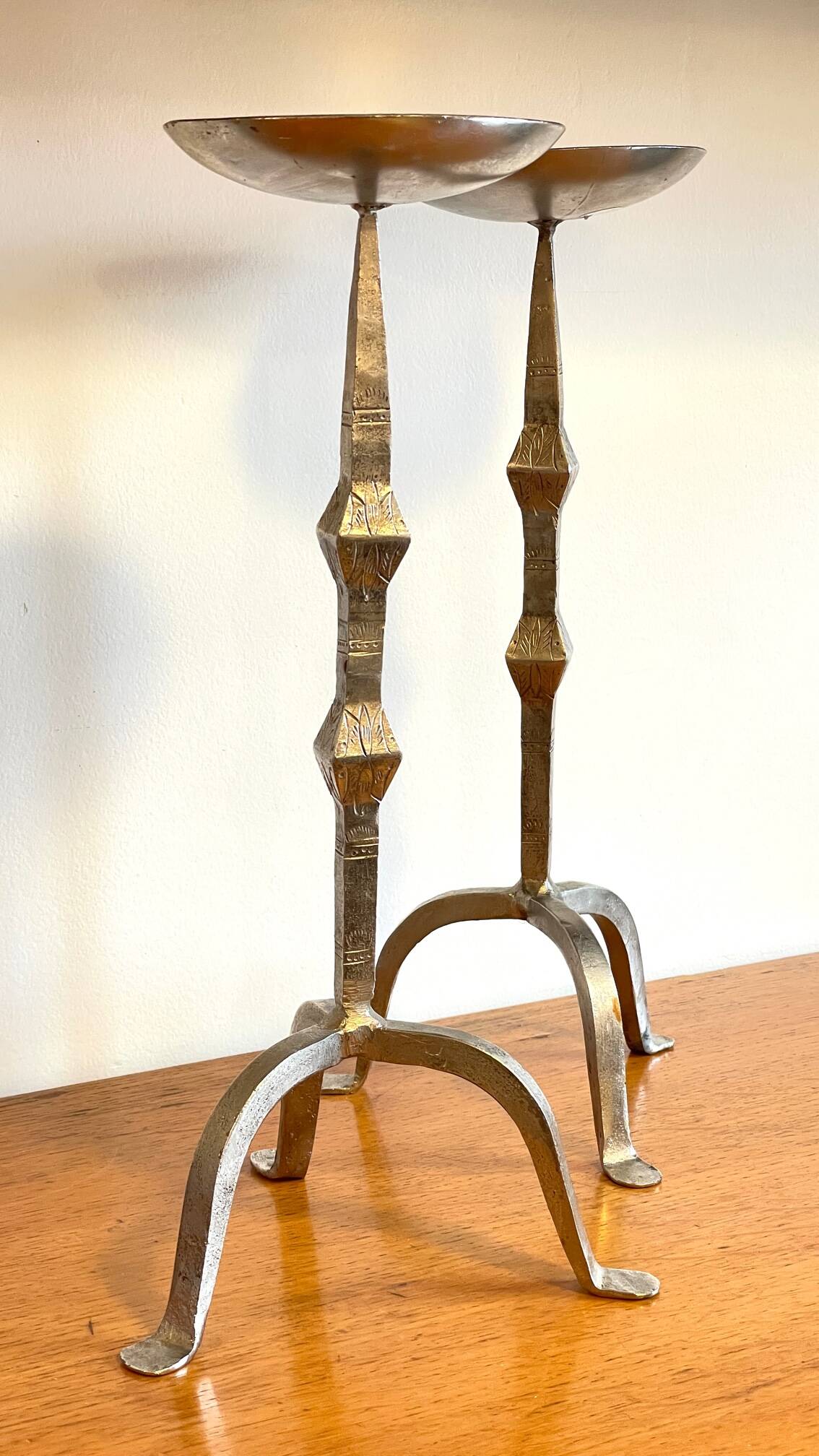 Large Paris steel candle holders