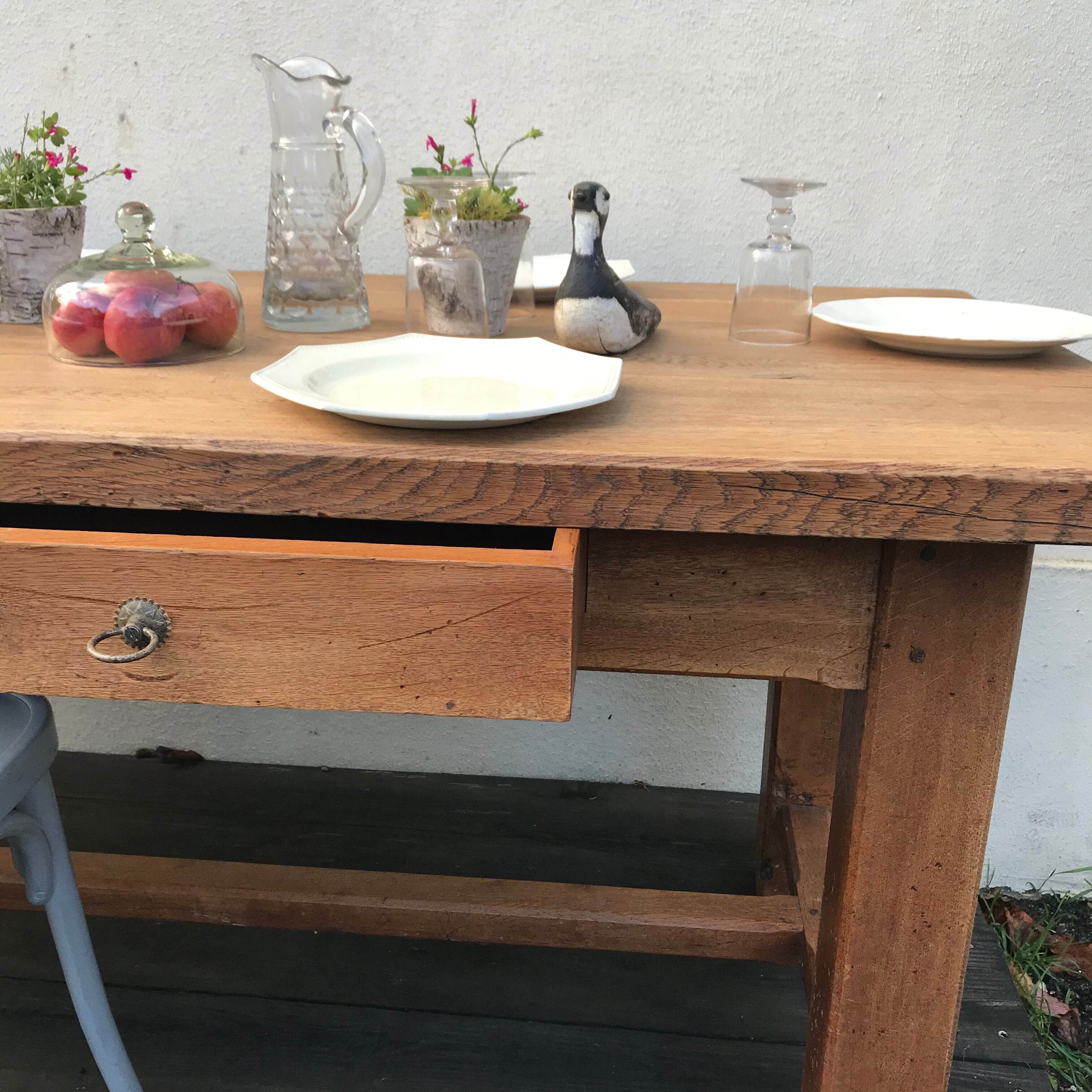 Massive old oak farm table