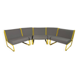 Yellow tubular modular bench & gray fabric