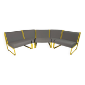 Banquette modulable tubulaire jaune & tissu gris