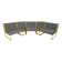Modular tubular bench in yellow & grey fabric