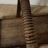 Tray with worked wooden handle.