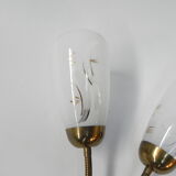 Vintage wall lamp with tube rods and 2 glass shades