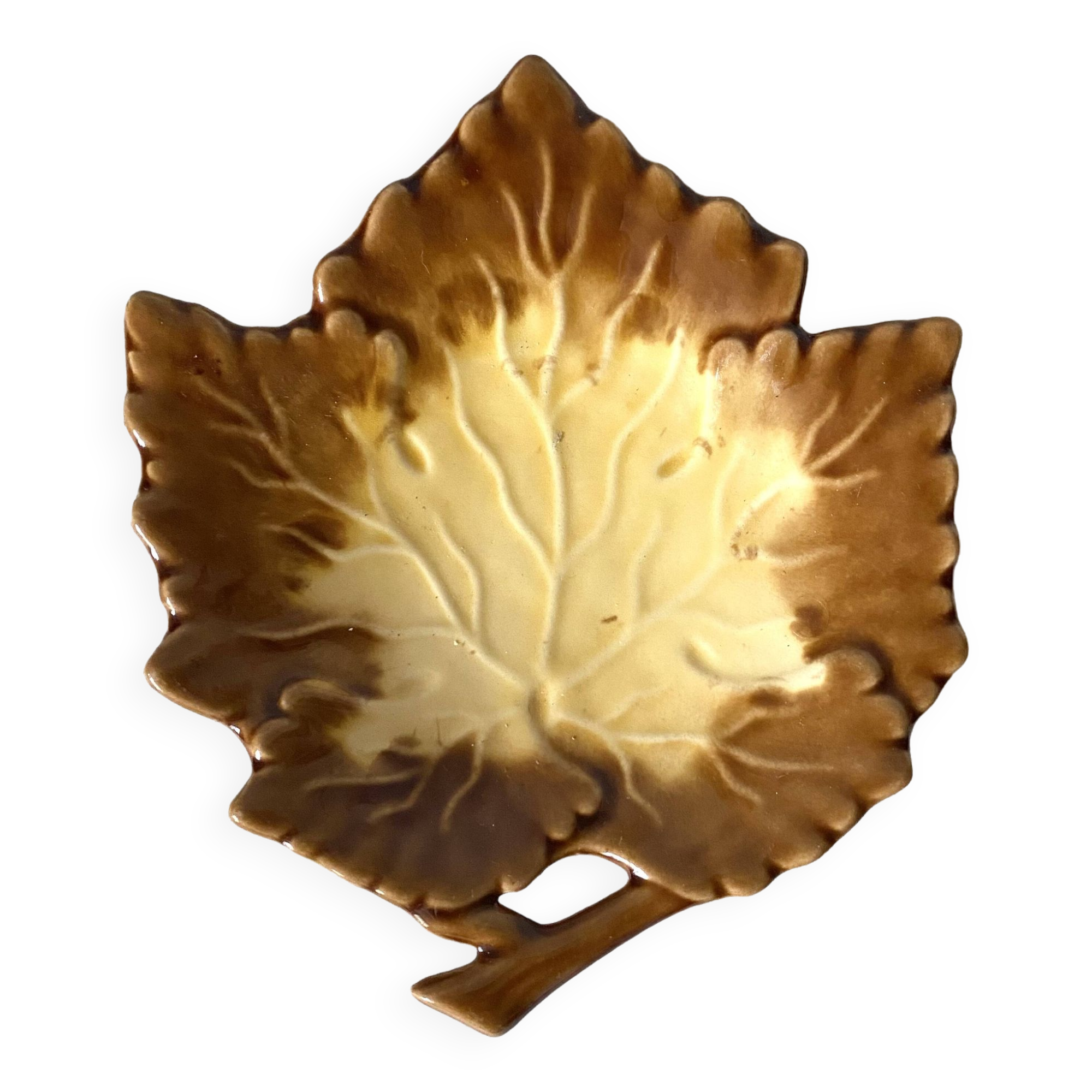 Plat vide poche feuille en céramique