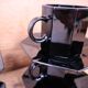 Set of 6 medium black coffee cups and saucers ARCOROC "Octime"