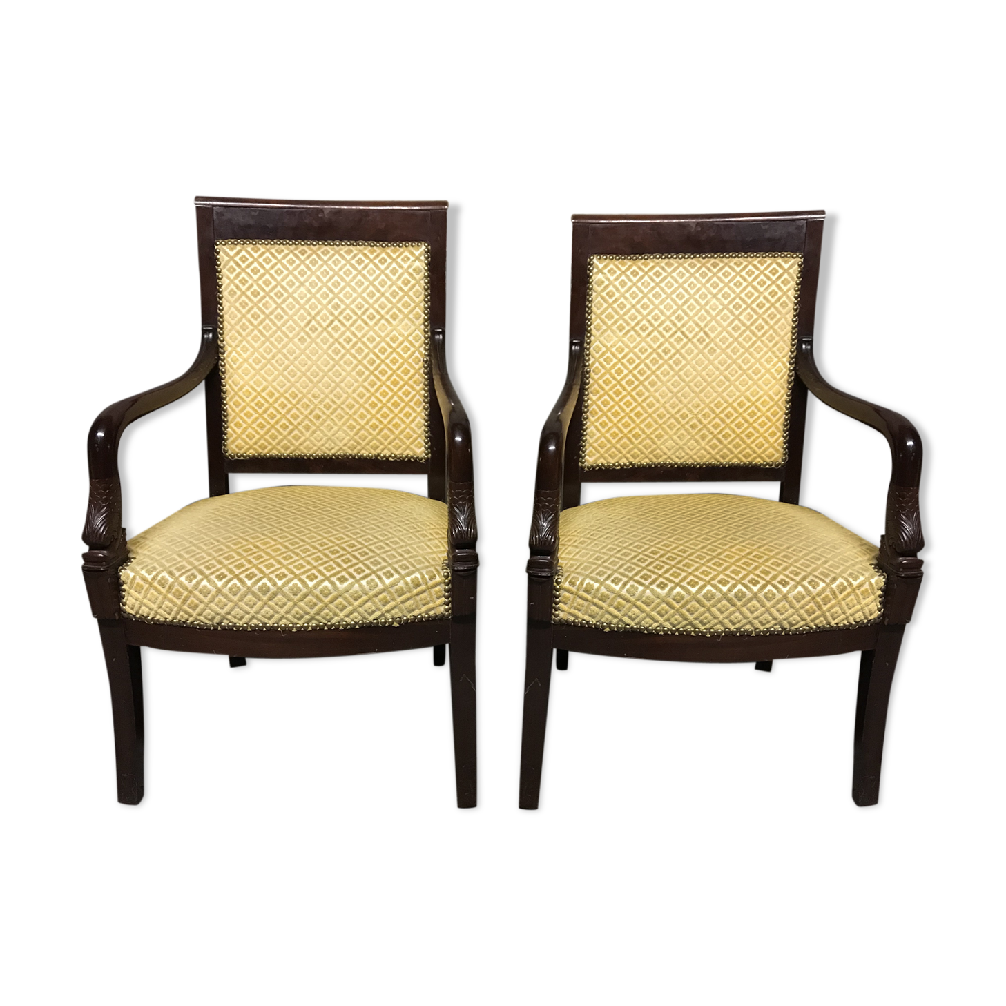 Pair of armchairs catering Empire mahogany 19th