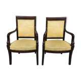 Pair of armchairs catering Empire mahogany 19th