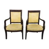 Paire de fauteuils empire restauration acajou 19ème