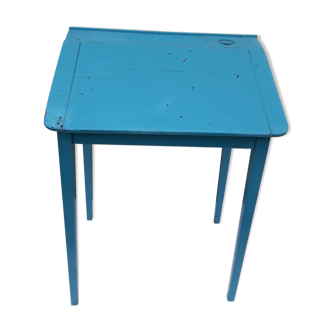 Blue schoolboy desk with ink out slot