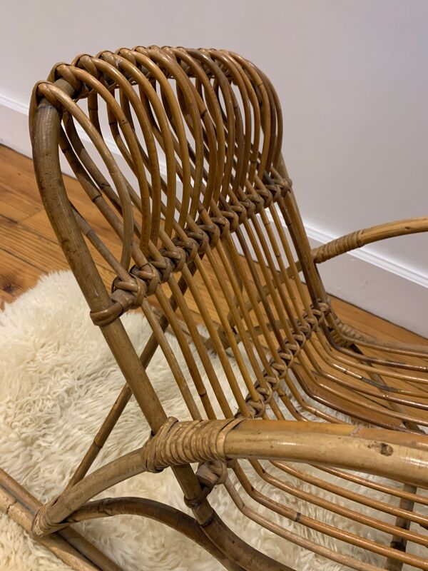 Rocking-chair en rotin enfant