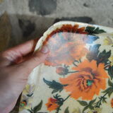 Orange fiberglass flower patterned top 70s