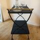 Vintage design black metal and brass rolling dessert trolley – Fully restored