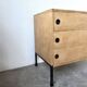 Three-drawer commode ARP — Minvielle, oak and lacquered metal, France, years