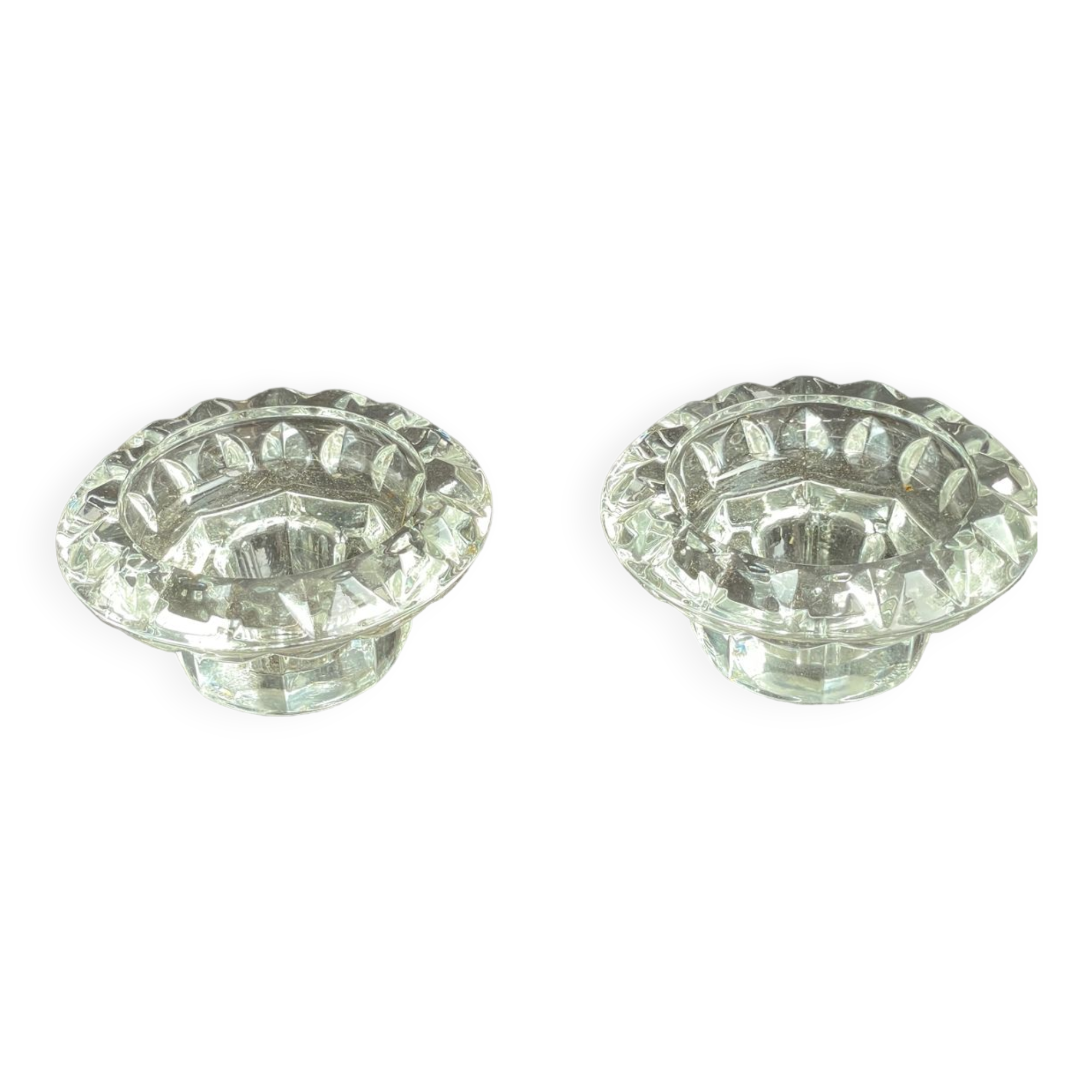 2 vintage Luminarc crystal candle holders