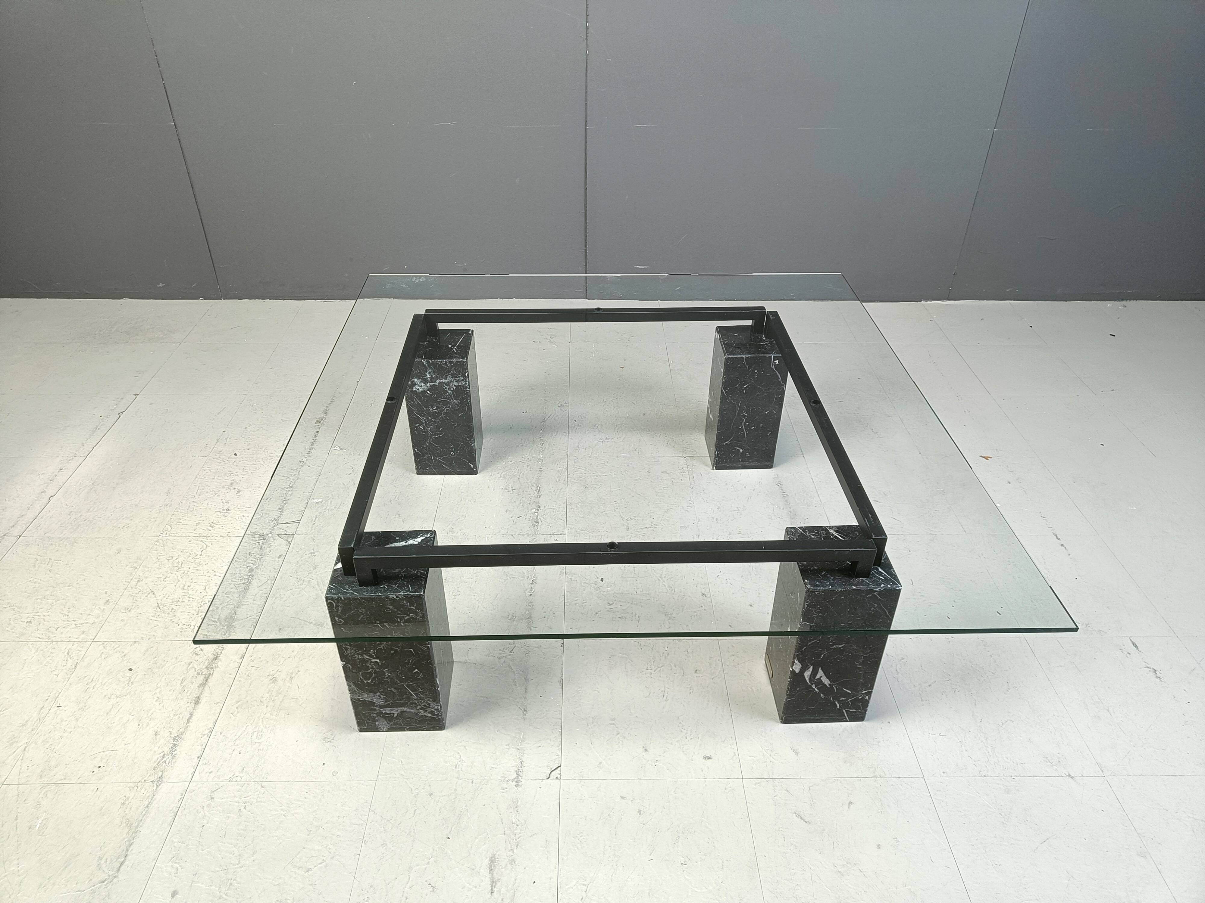 Vintage black marble coffee table by Artedi, 1970s
