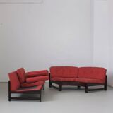 Ensemble de canapés bas modulables fuchsia style années 60