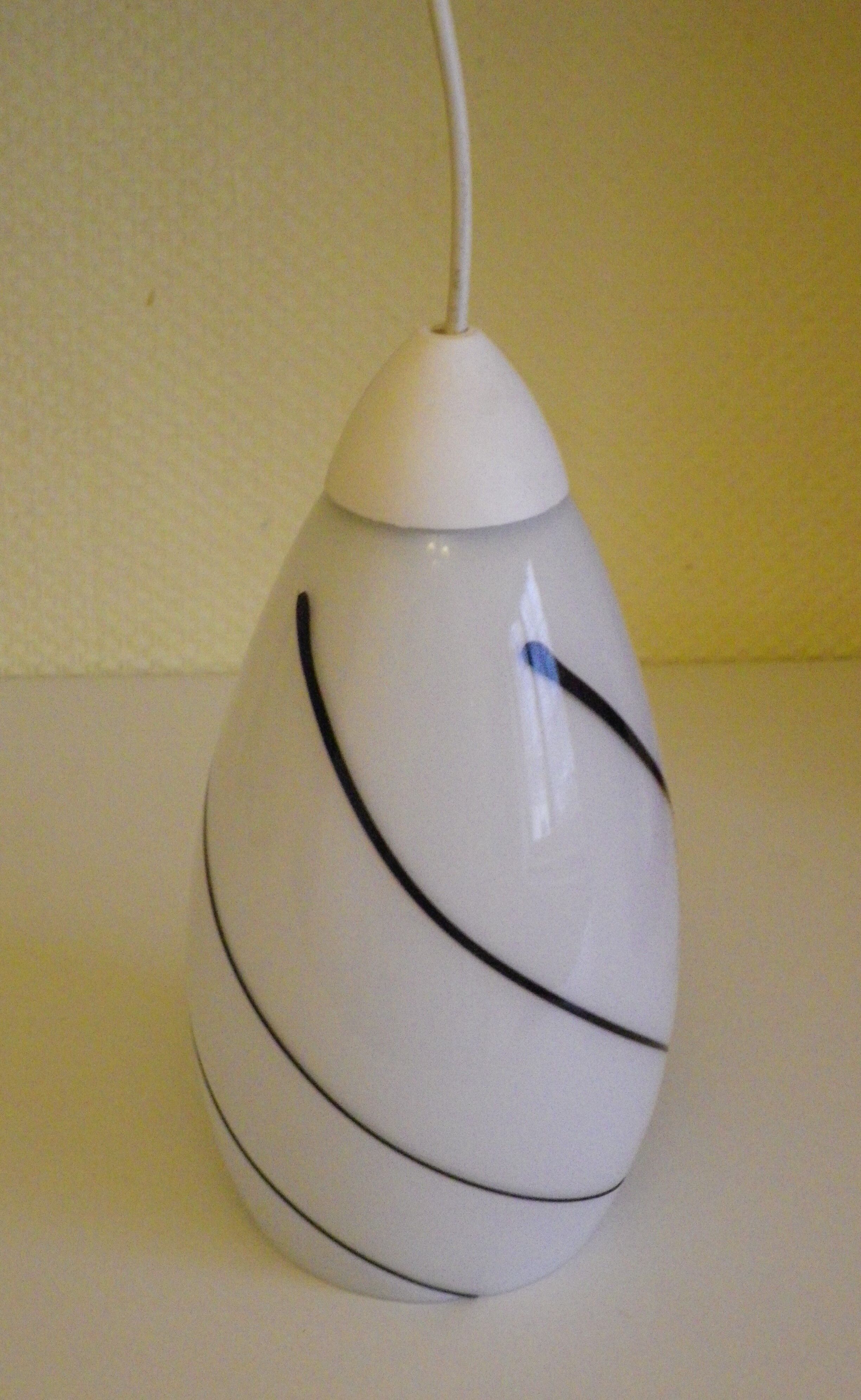 Corep pendant lamp, white opaline with spiral decoration - 70s