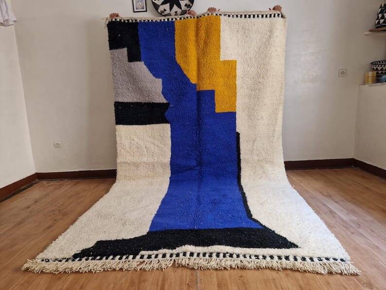 Beni Ouraine rug in natural wool, size 140 x 260 cm