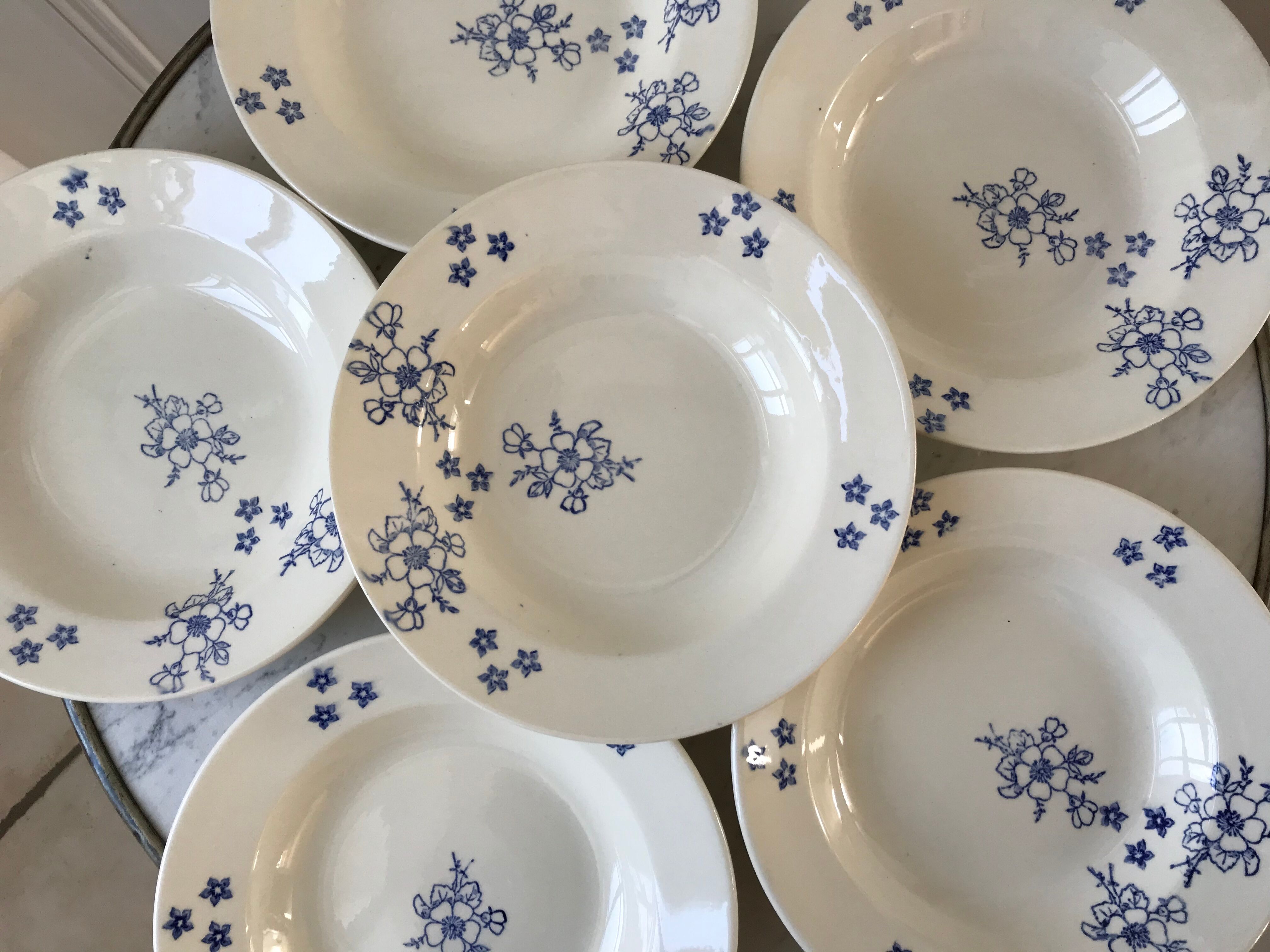 Set of 6 hollow plates Longwy 20s