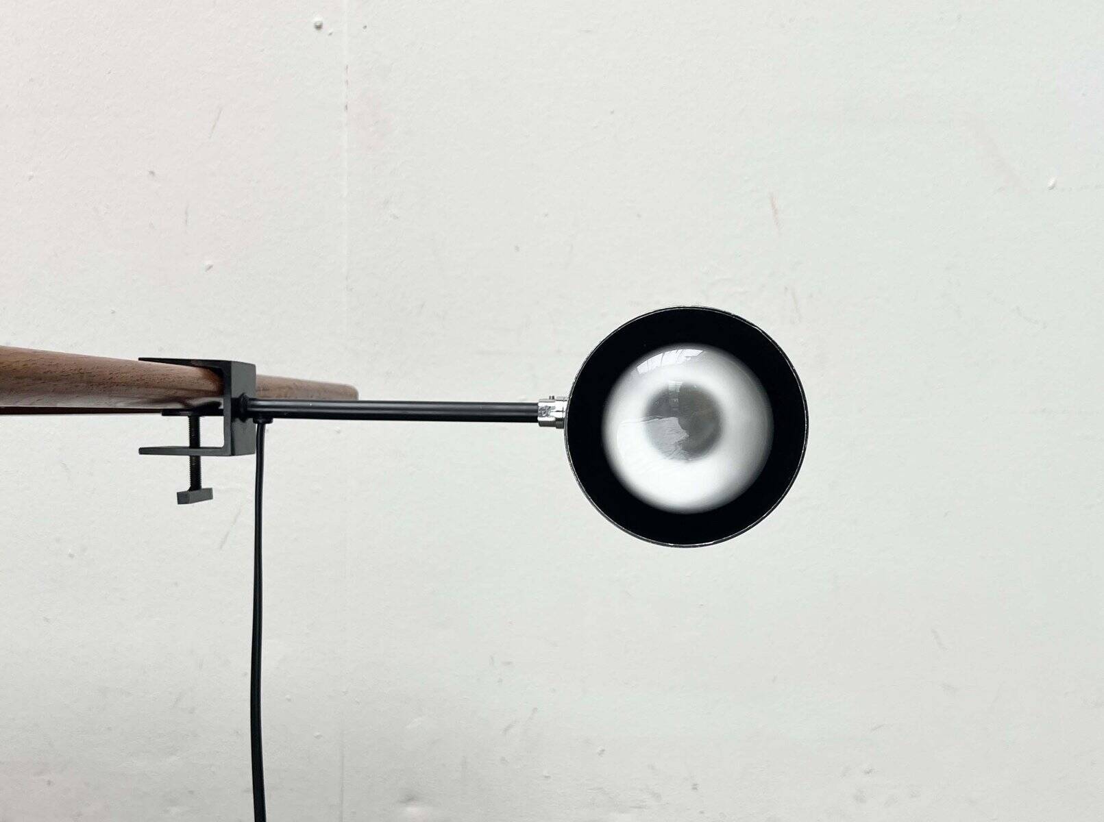 Mid-century minimalist Swiss clamp table lamp by the SLZ team for Swisslamps International, 1960s.