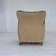 1960s, Danish armchair, green and beige furniture wool.