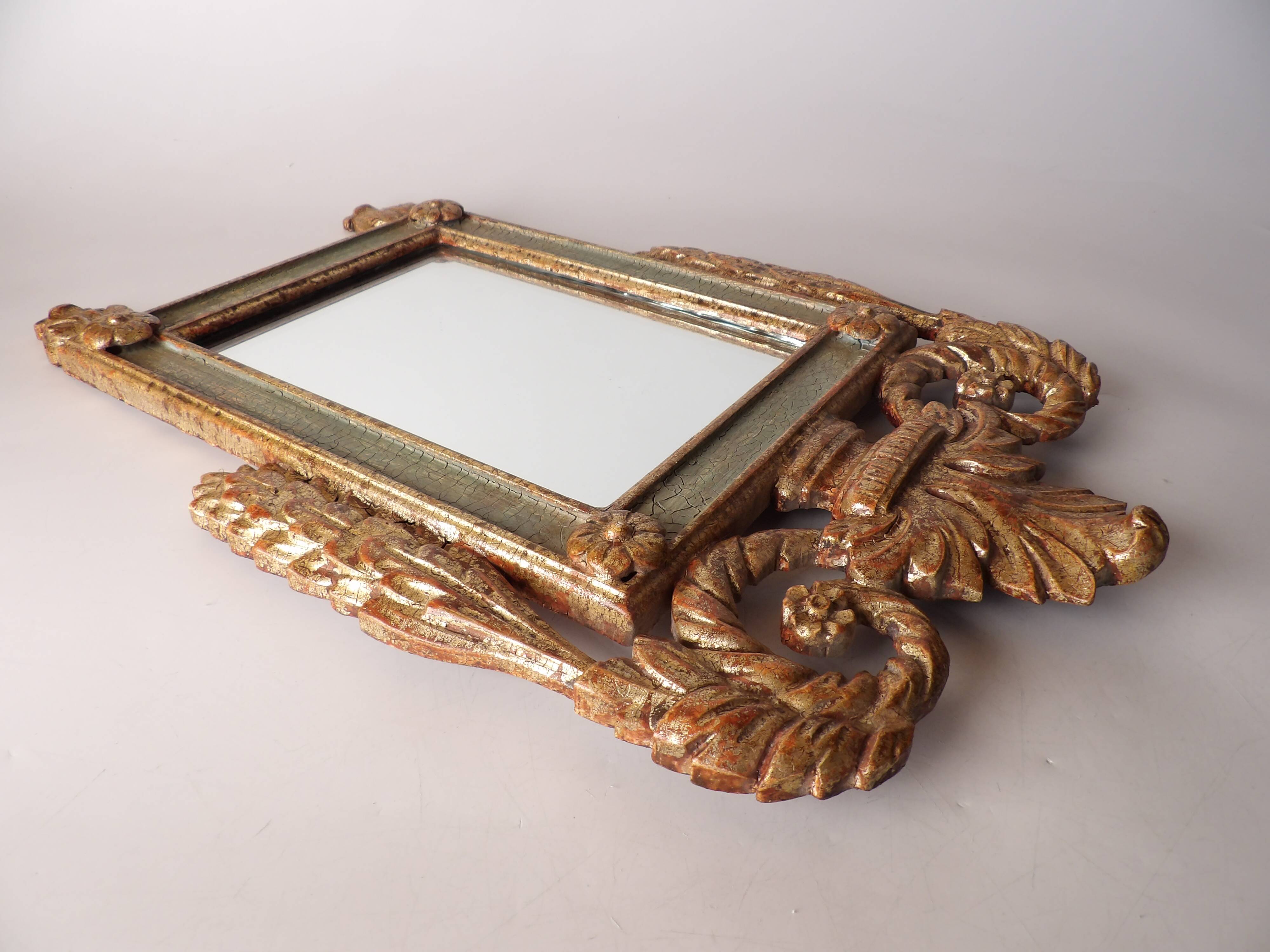 Hand carved wooden mirror