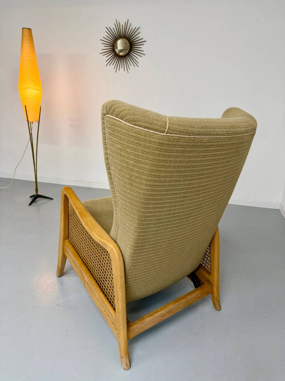 Vintage wingback recliner in Scandinavian design from the 1960s.