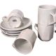 Set of 4 white porcelain cups from Apilco + saucers