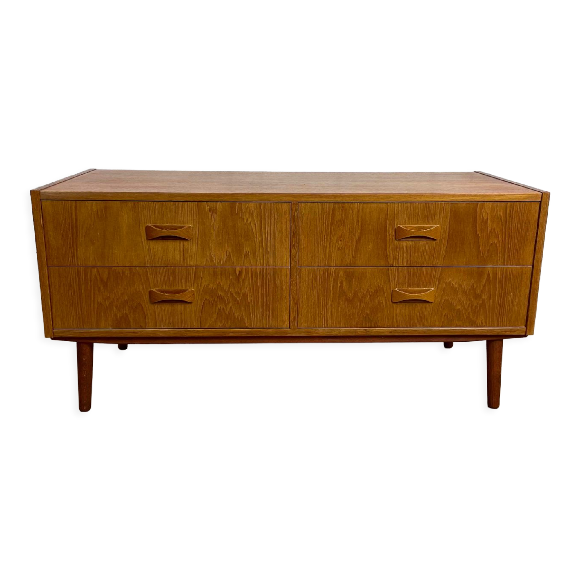 Scandinavian 4-drawer bass chest of drawers signed Clausen & Son vintage teak, 60s