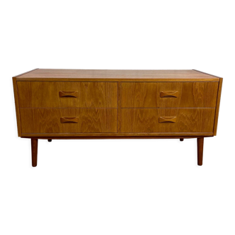 Scandinavian 4-drawer bass chest of drawers signed Clausen & Son vintage teak, 60s