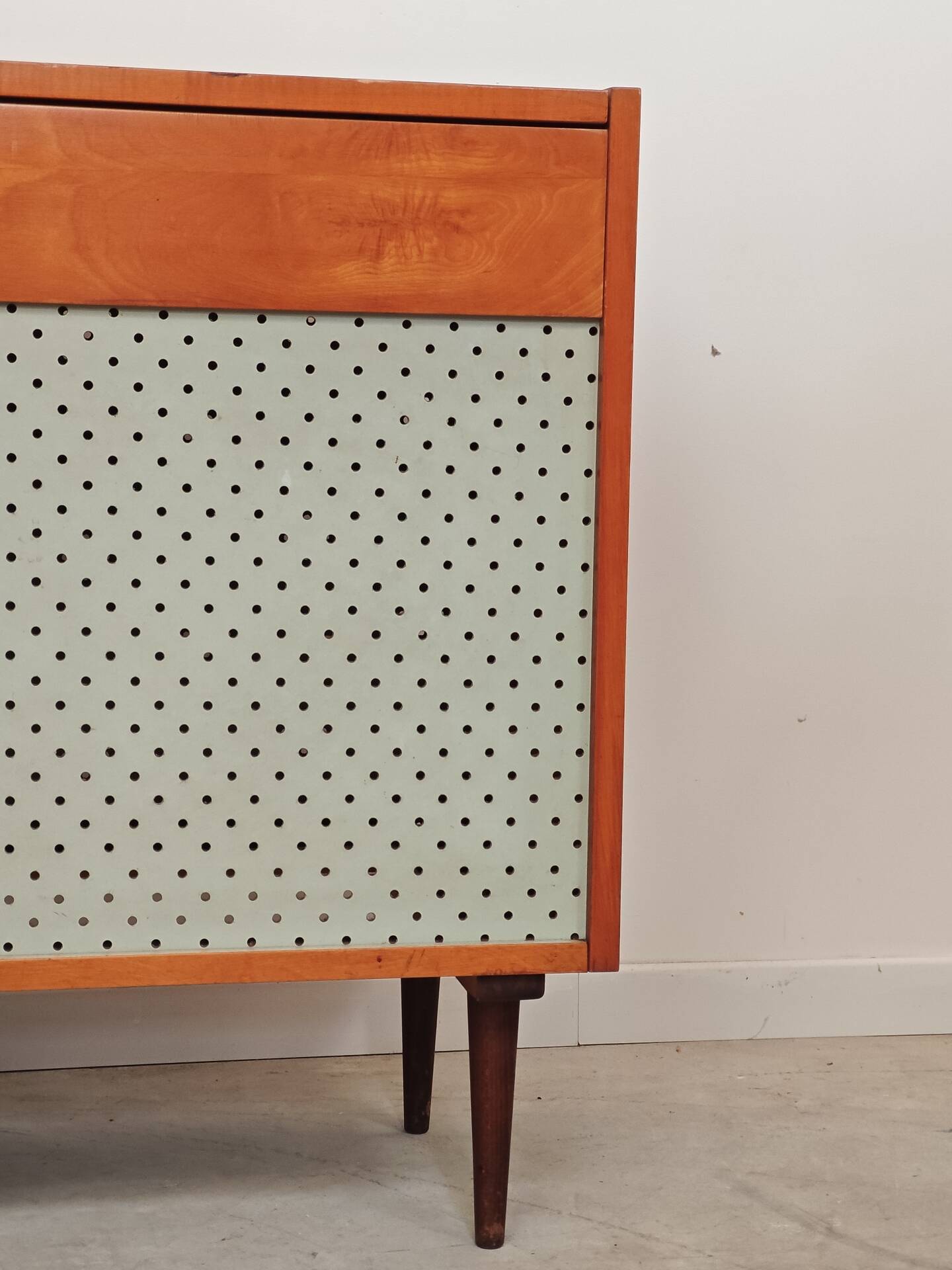 Czech blue blanket storage chest 1970