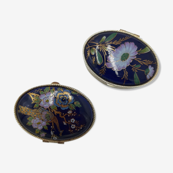 2 enamel pill boxes