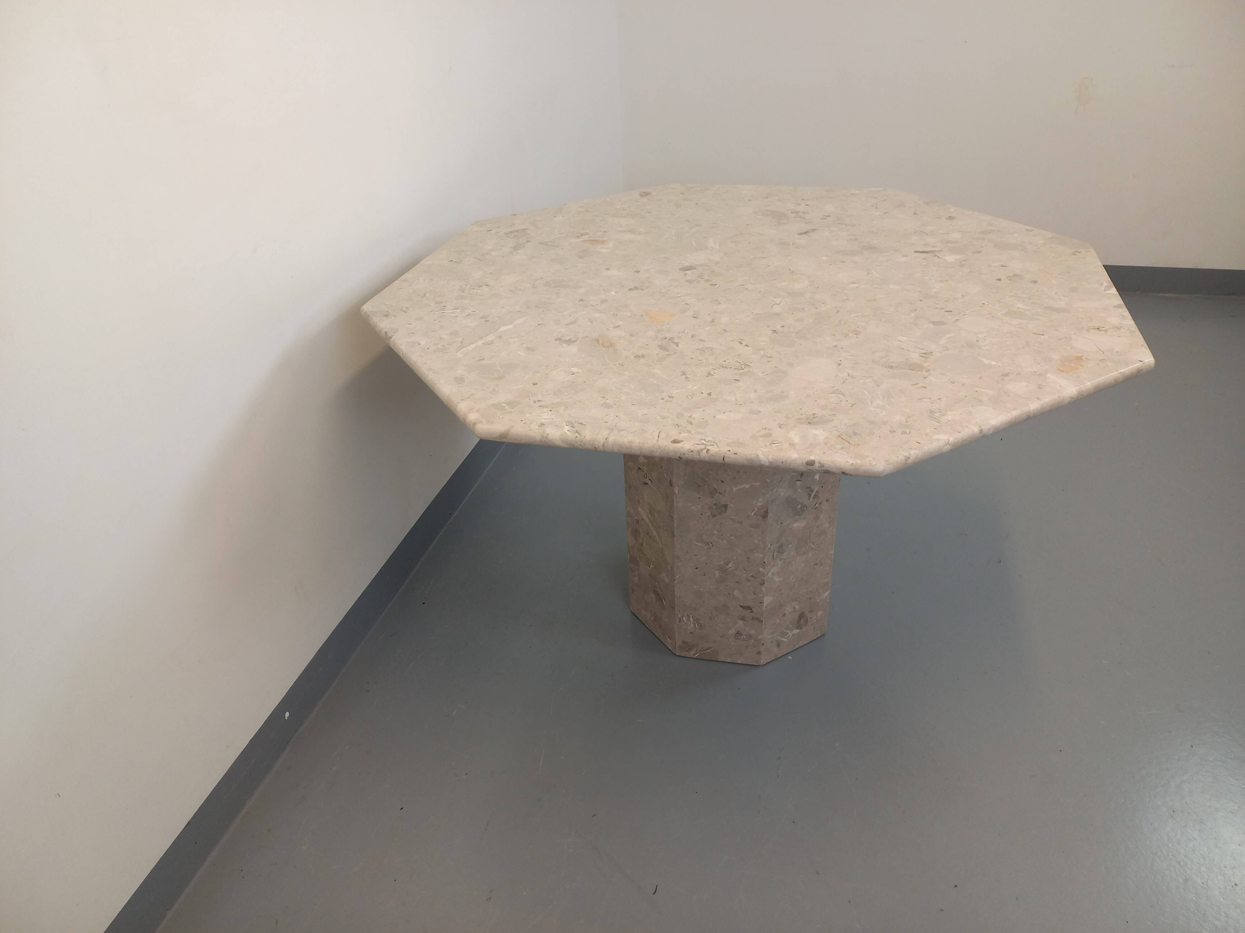 Vintage 70s 80s Octagonal Marble Dining Table