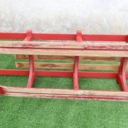 Vintage two-seater luge oak wood 1930s 106 cm