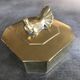 Box in solid brass octagon shape bird decoration 14,8cm