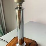 Ancienne lampe art déco en bois, verre et chrome