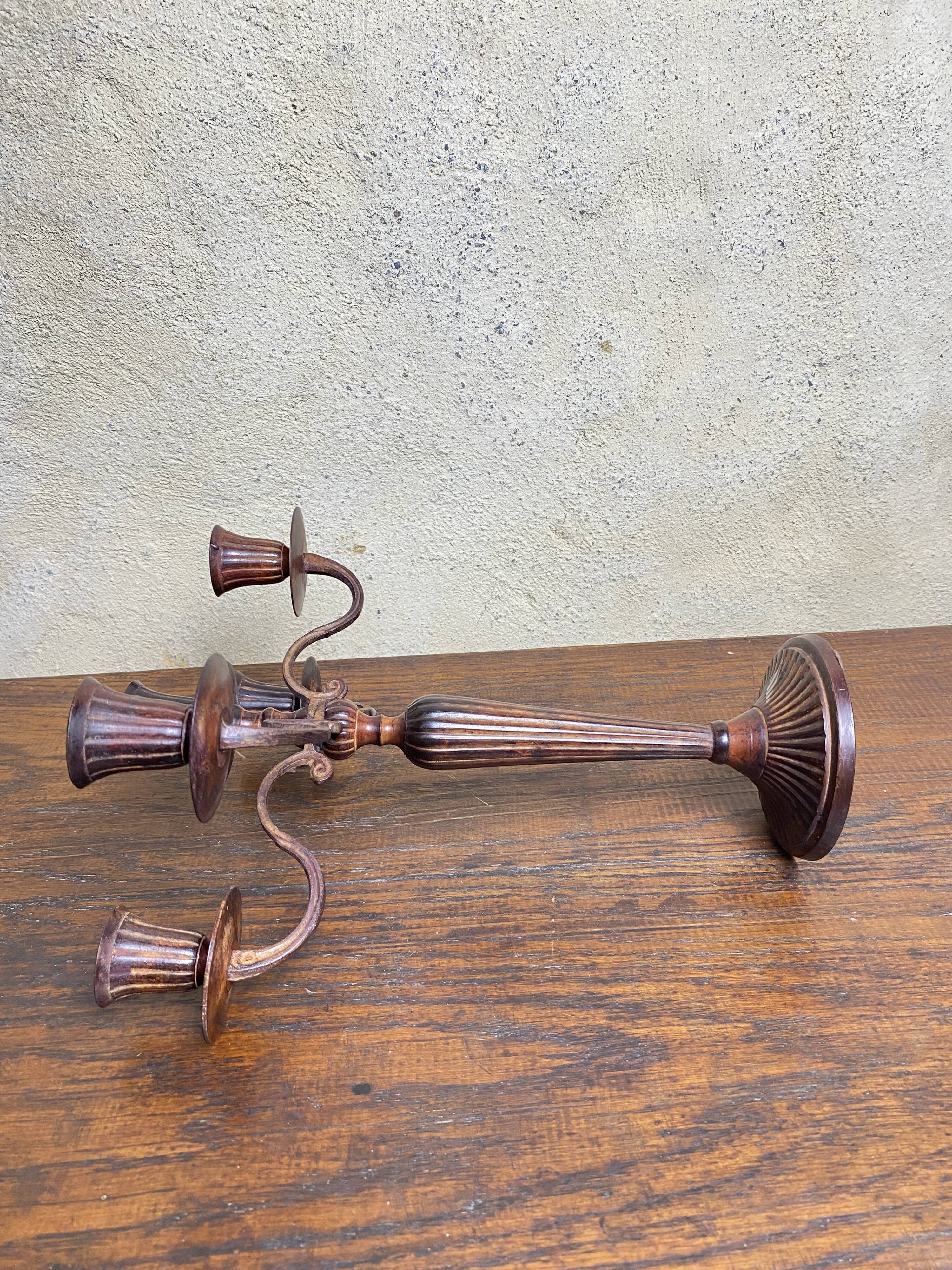 Large 19th century wrought iron candlestick
