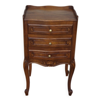 Walnut bedside table in Louis XV style