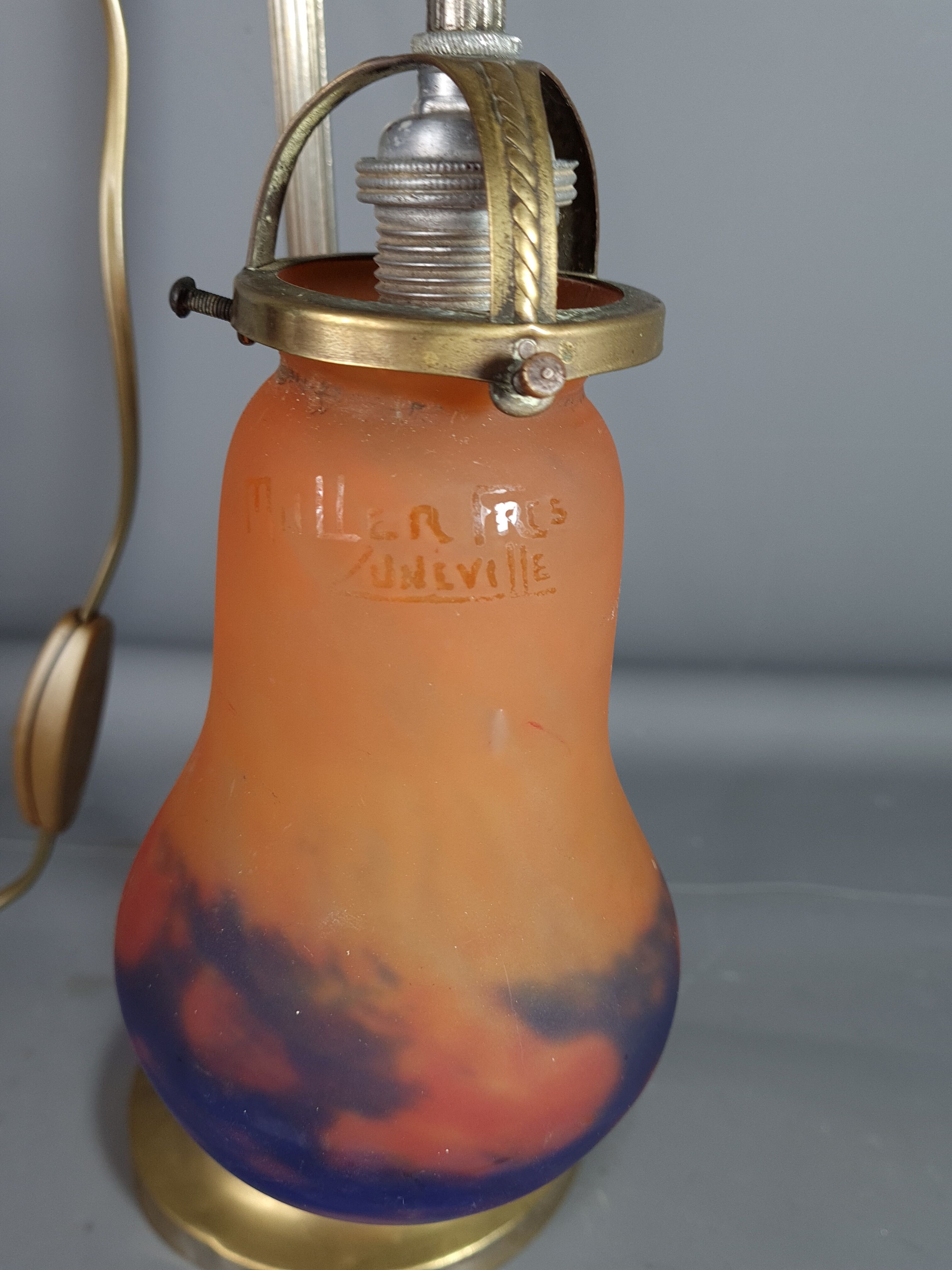 Table lamp tulip glass Muller Frères, adjustable gooseneck 56 cm SB