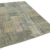 Tapis turc contemporain tissé à la main 175 cm x 242 cm tapis patchwork gris