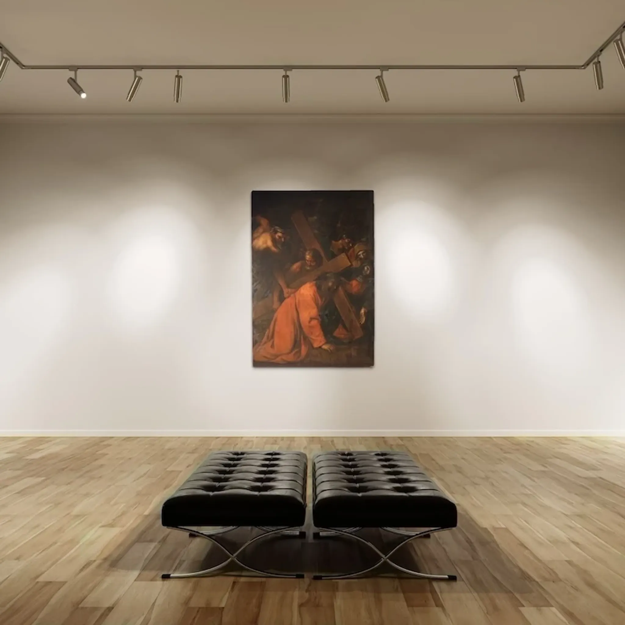 Antique Italian painting The Way of the Cross