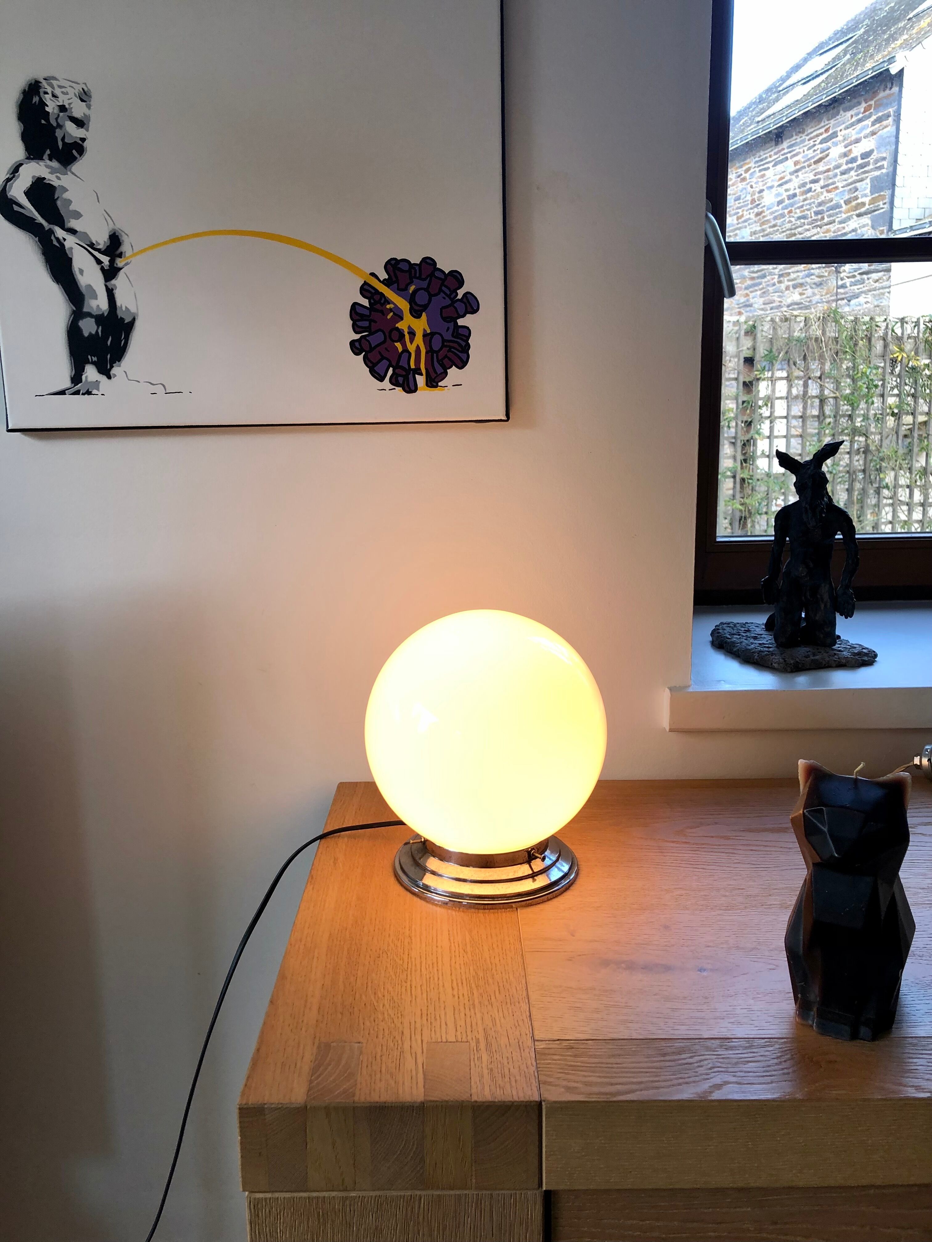 Lampe boule vintage à poser