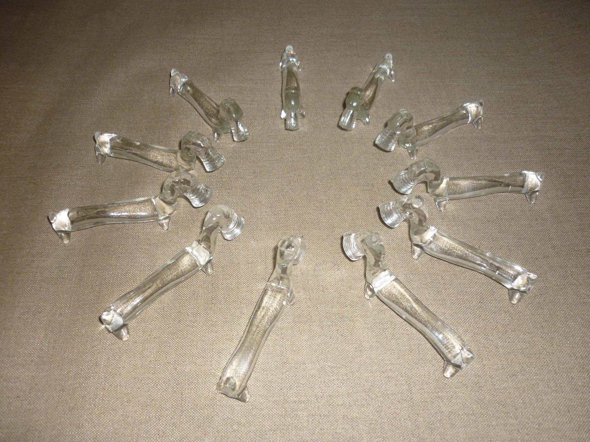 11 glass art deco knife holder/rest