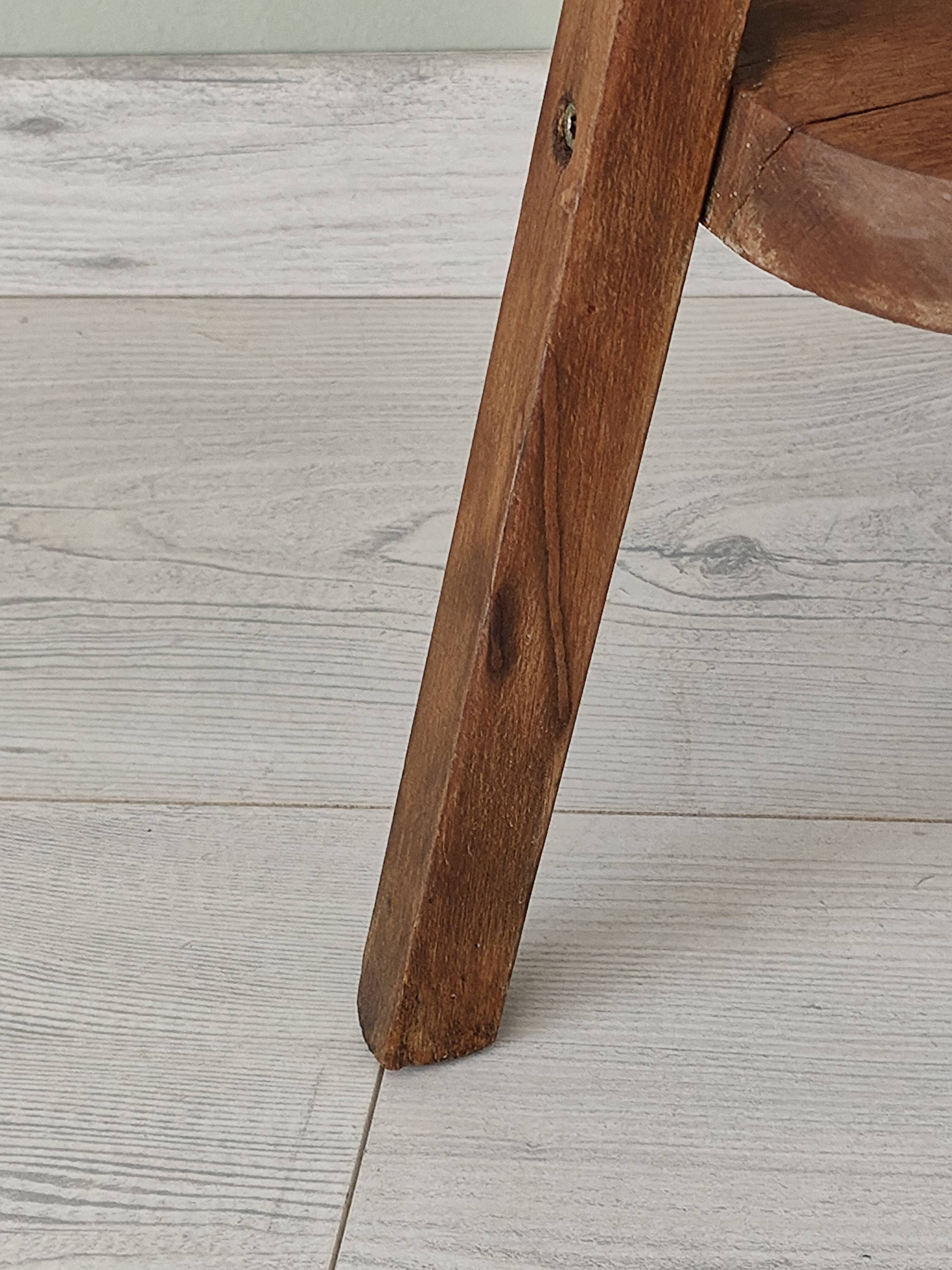 Adjustable vintage workshop stool made of solid wood
