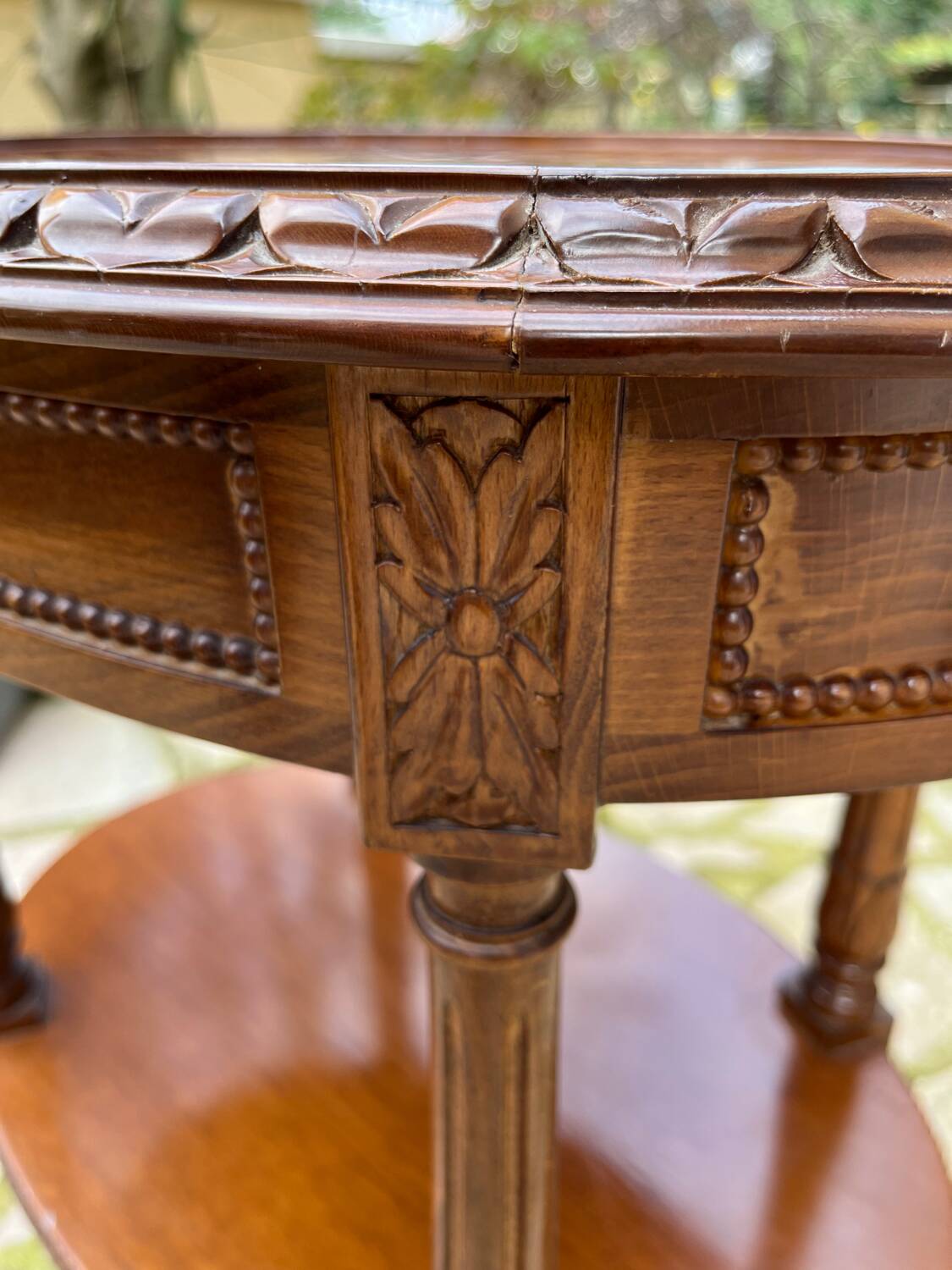 Small carved wooden table